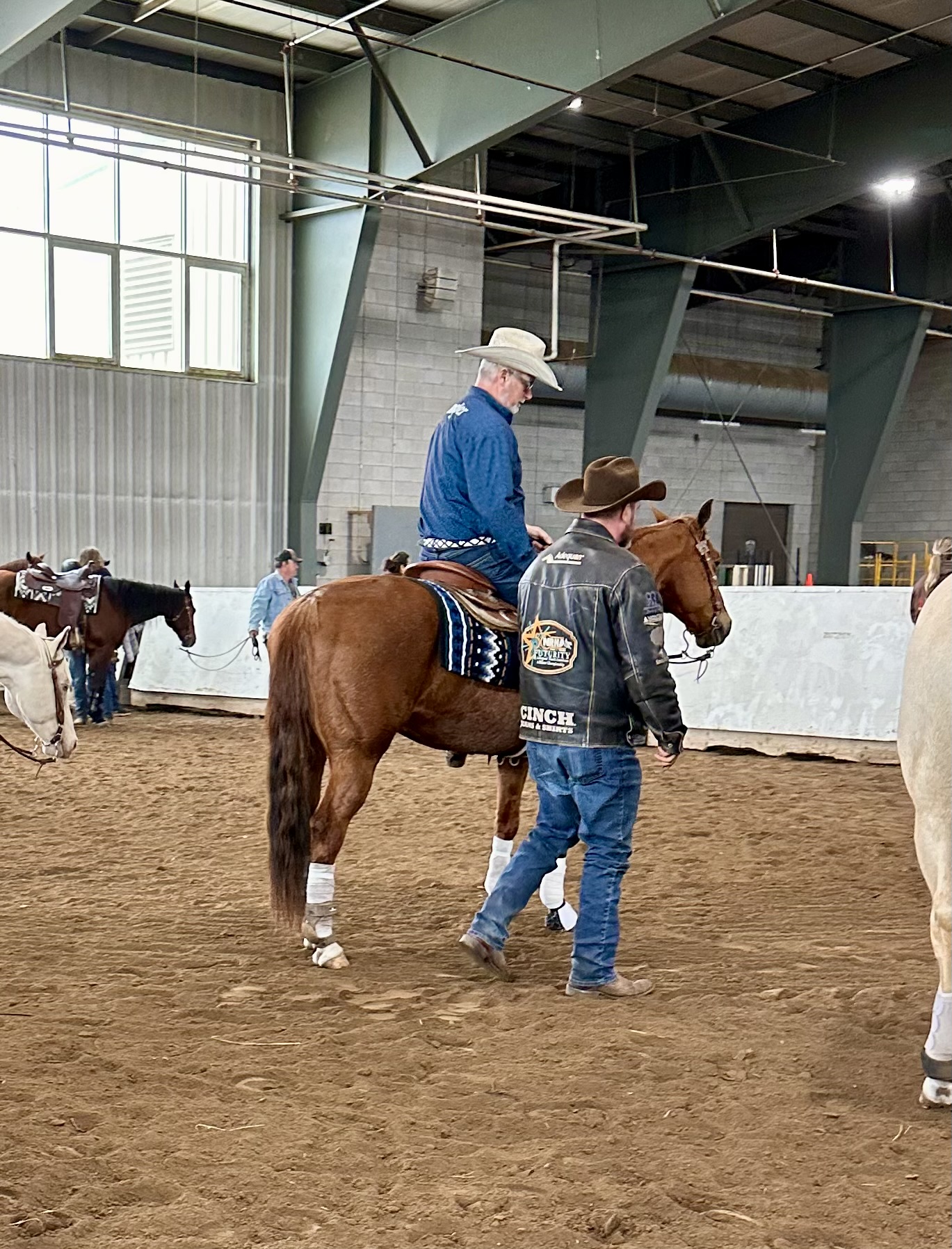 Mike in the show pen receiving coaching before a run